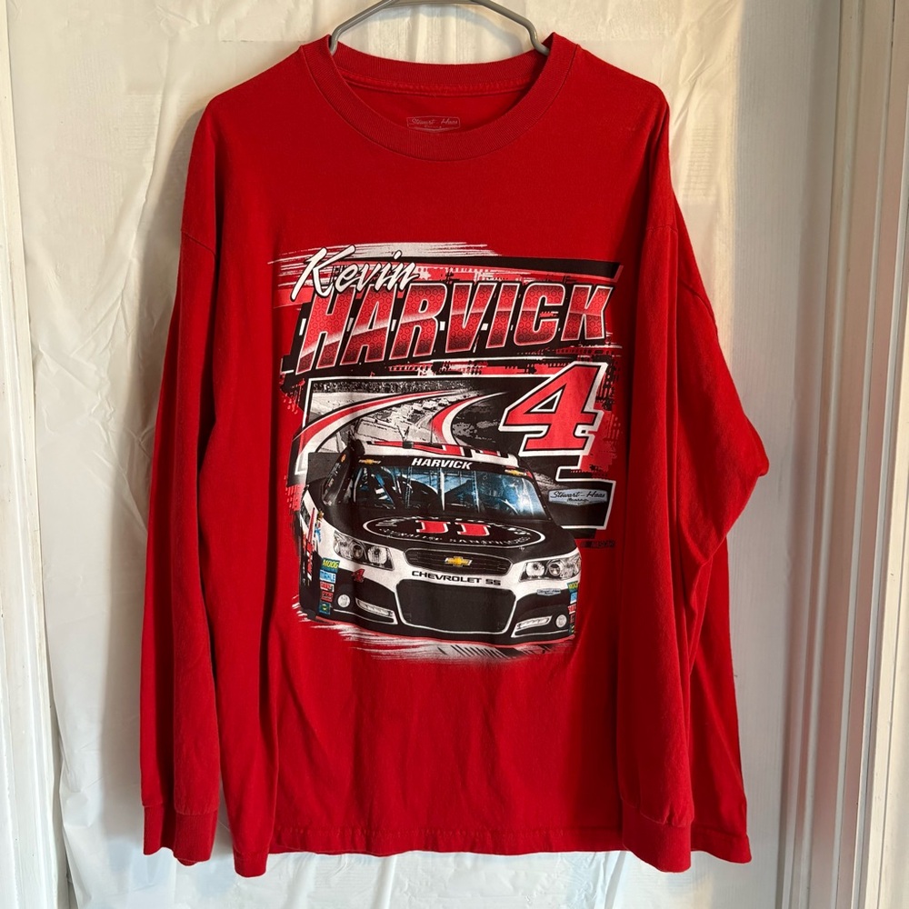 Kevin Harvick #4 Red Long Sleeve Shirt Sz XL Cotton Stewart Haas Racing Race Car